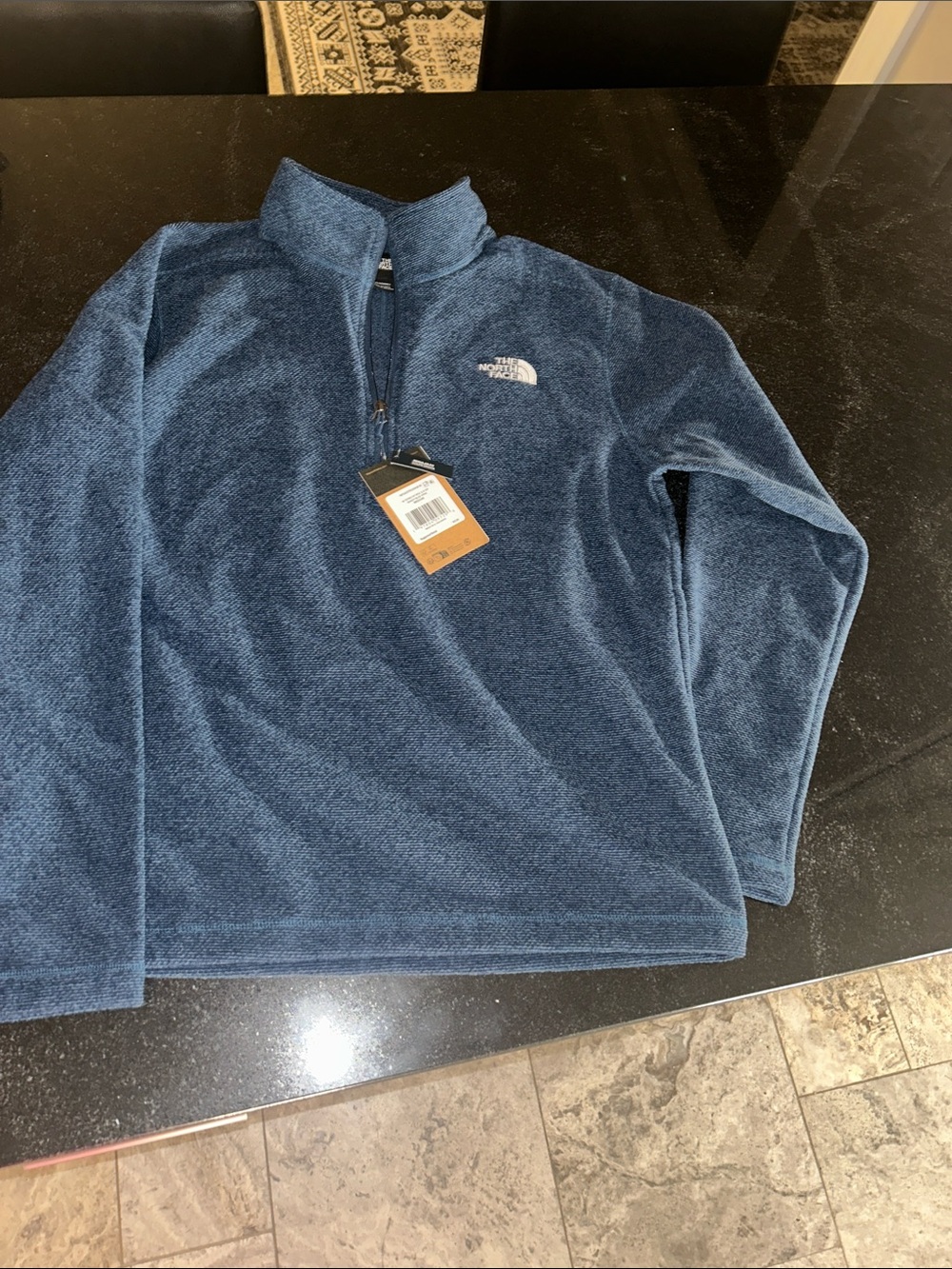 The North Face Textured Cap Rock 1/4 Zip Fleece Men’s M Shady Blue Heather NWT